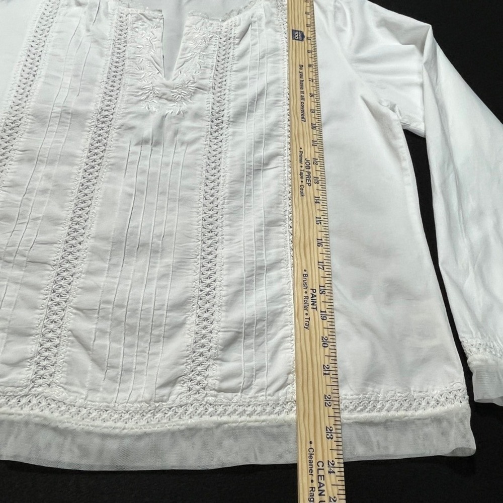 Faded Glory White Embroidered Cotton Peasant Blouse Boho Cottagecore L - Picture 3 of 7